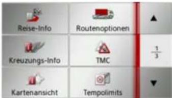 Reise-Info Routenoptionen Kreuzungs-Info TMC Kartenansicht Tempolimits