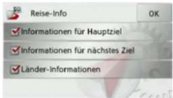 Reise-Info Informationen für Hauptziel Informationen für nächstes Ziel Länder-Informationen