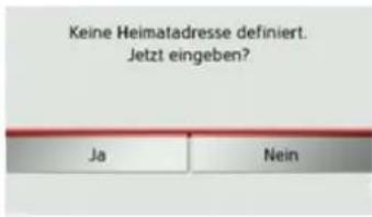 Keine Heimatadresse definiert. Jetzt eingeben? Ja Nein