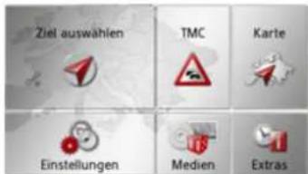 Ziel auswählen TMC Karte Einstellungen Medien Extras