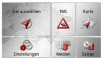 Ziel auswählen TMC Karte Einstellungen Medien Extras