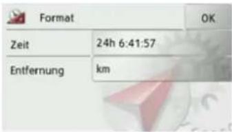 Format Zeit 24h 6:41:57 Entfernung km