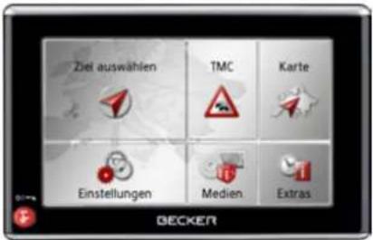 Ziel auswahlen TMC Karte Einstellungen Medien Extras BECKER