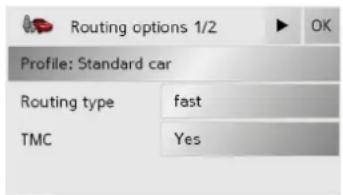 BECKER Traffic Assist Z 101 - The Routing options key - 2