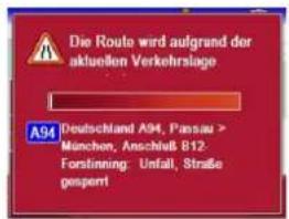 Die Route wird aufgrund der aktuellen Verkehrslage A94 Deutschland A94, Passau > München, Anschluß B12-Forstinning: Unfall, Straße gesamt