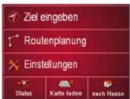 Ziel eingeben Routenplanung Einstellungen Status Karte laden nach Hausn