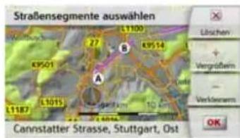 Straßensegmente auswählen L1100 B K9514 A 1.187 1.1015 10 km Cannstatter Strasse, Stuttgart, Ost