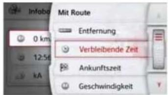 Info 0 km 12:56 kA Mit Route Entfernung Verbleibende Zeit Ankunftszeit Geschwindigkeit