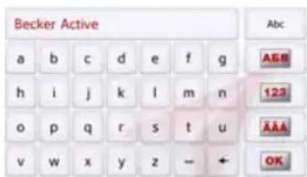 Becker Active Abc a b c d e f g AEB h i j k l m n 123 o p q r s t u AAA v w x y z - ← OK