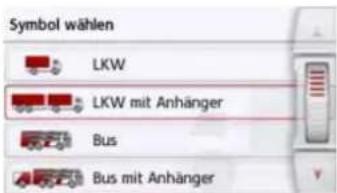 Symbol wählen LKW LKW mit Anhänger Bus Bus mit Anhänger