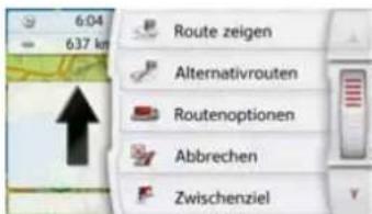 6:04 637 km Route zeigen Alternativrouten Routenoptionen Abbrechen Zwischenziel