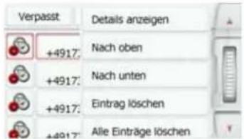 Verpasst Details anzeigen +4917: Nach oben +4917: Nach unten +4917: Eintrag löschen +4917: Alle Einträge löschen