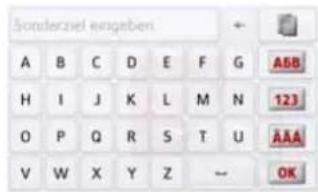 Sonderziel angegeben A B C D E F G ABB H I J K L M N 123 O P Q R S T U AAA V W X Y Z - OK