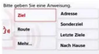 Bitte geben Sie eine Anweisung. Ziel Route Mehr... Adresse Sonderziel Letzte Ziele Nach Hause