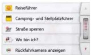 Reiseführer Camping- und Stellplatzführer Straße sperren Wo bin ich? Rückfahrkamera anzeigen