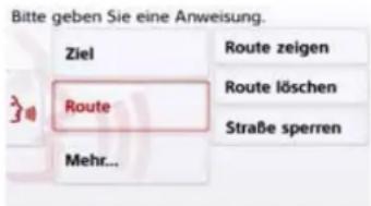 Bitte geben Sie eine Anweisung. Ziel Route zeigen Route löschen Mehr... Straße sperren