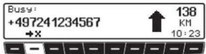 Busy: +497241234567 +X ↑ 138 KM 10:23