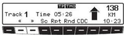 TP TMC Track 1 Time 05:26 ↑ 138 KM « » So Rpt Rnd CDC 10:23
