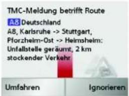 TMC-Meldung betrifft Route A8 Deutschland A8, Karlsruhe -> Stuttgart, Pforzheim-Ost -> Heimsheim: Unfallstelle geräumt, 2 km stockender Verkehr Umfahren Ignorieren