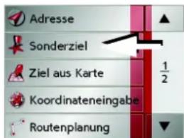 Adresse Sonderziel Ziel aus Karte Koordinateneingabe Routenplanung