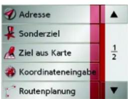Adresse Sonderziel Ziel aus Karte Koordinateneingabe Routenplanung
