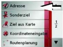 Adresse Sonderziel Ziel aus Karte Koordinateneingabe Routenplanung