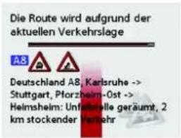 Die Route wird aufgrund der aktuellen Verkehrslage A8 Deutschland A8, Karlsruhe -> Stuttgart, Pforzheim-Ost -> Heimsheim: Unfallerülle geräumt, 2 km stockender Verkehr