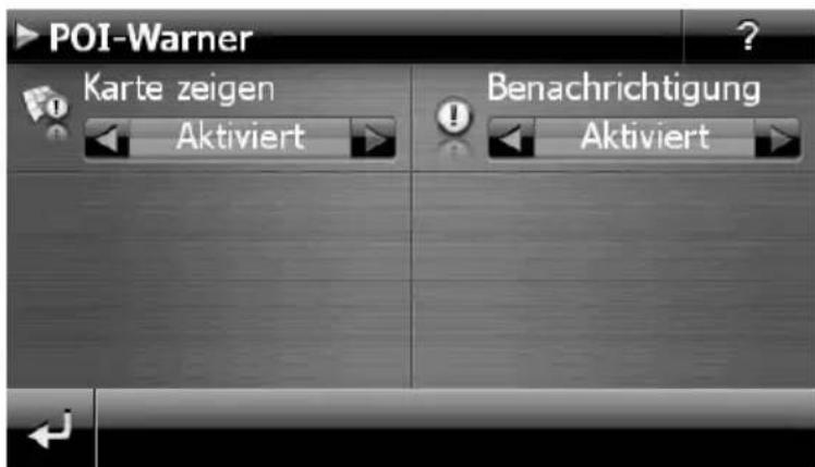 POI-Warner Karte zeigen Aktiviert Benachrichtigung Aktiviert
