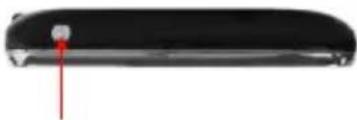 Close-up of a black electronic device with a red indicator arrow pointing to a small component (no visible text or symbols)
