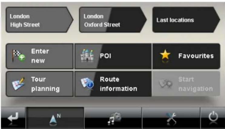 London High Street London Oxford Street Last locations Enter new POI Favourites Tour planning Route information Start navigation