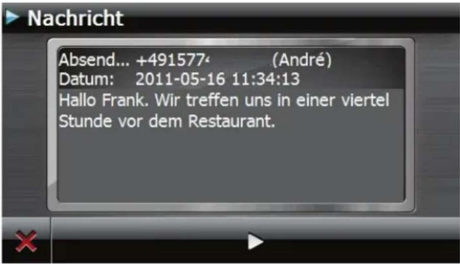 Nachricht Absend... +491577 (André) Datum: 2011-05-16 11:34:13 Hallo Frank. Wir treffen uns in einer viertel Stunde vor dem Restaurant.