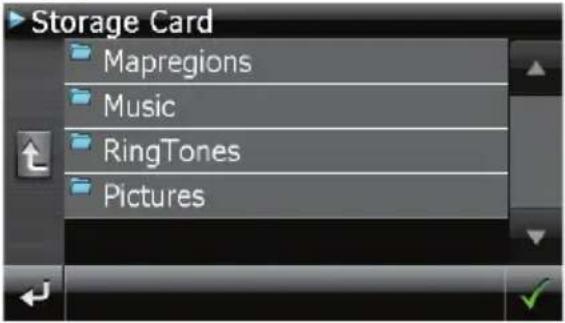 Storage Card Mapregions Music RingTones Pictures