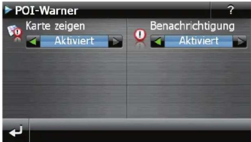 POI-Warner Karte zeigen Aktiviert Benachrichtigung Aktiviert