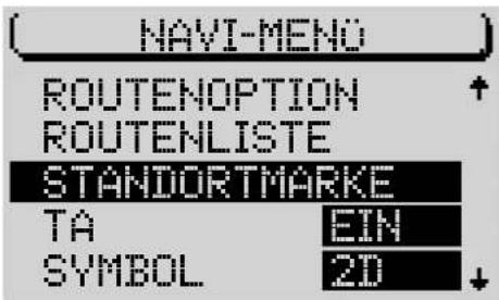 NAVI-MENO ROUTENOPTION ROUTENLISTE STANDORTMARKE TA EIN SYMBOL 2D