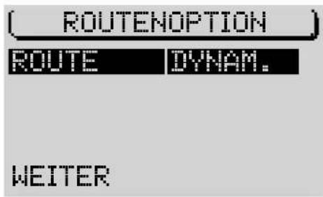 ROUTENOPTION ROUTE DYNAM. WEITER