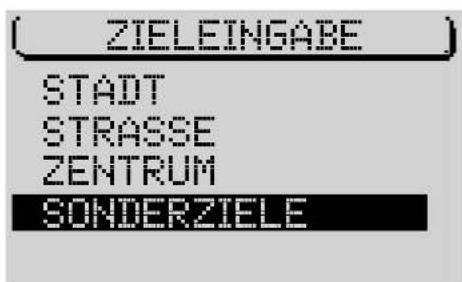 ZIELEINGABE STADT STRASSE ZENTRUM SONDERZIELE