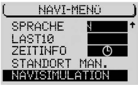 NAVI-MENO SPRACHE LAST10 ZEITINFO STANDORT MAN. NAVISIMULATION