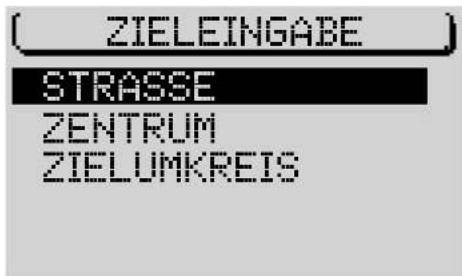 ZIELEINGABE STRASSE ZENTRUM ZIELUMKREIS