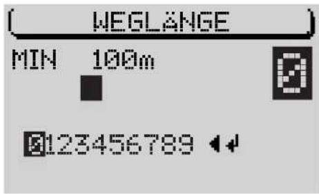 WEGLÄNGE MIN 100m 123456789