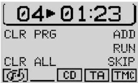04▶01:23 CLR PRG ADD RUN CLR ALL SKIP CD TA TMC