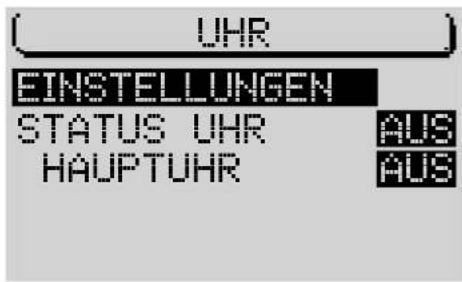 UHR EINSTELLUNGEN STATUS UHR HAUPTUHR AUS AUS