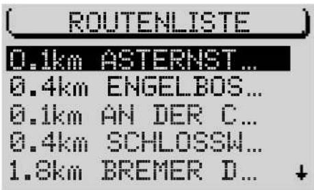 ROUTENLISTE 0.1km ASTERNST... 0.4km ENGELBOS... 0.1km AN DER C... 0.4km SCHLOSSW... 1.8km BREMER D... +