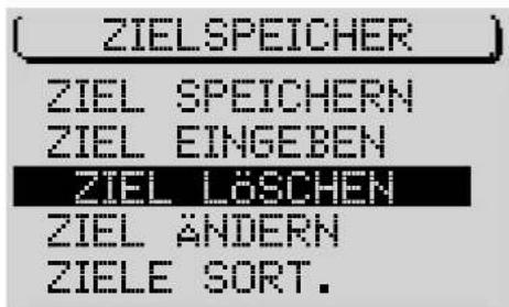 ZIELSPEICHER ZIEL SPEICHERN ZIEL EINGEBEN ZIEL LÄSCHEN ZIEL ÄNDERN ZIELE SORT.
