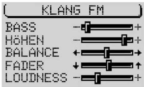 KLANG FM BASS HÖHEN BALANCE FADER LOUDNESS