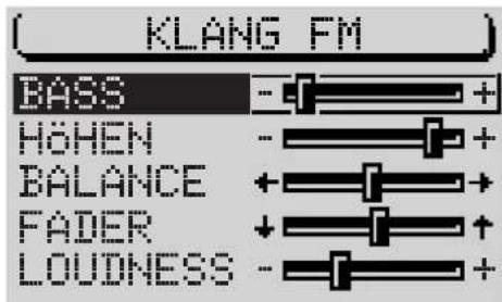 KLANG FM BASS HÖHEN BALANCE FADER LOUDNESS