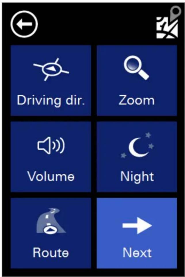 Driving dir. Zoom Volume Night Route Next