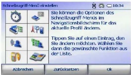 FALK Vision V600 Navigator 11 - Schnellzugriff-Menü einstellen - 1
