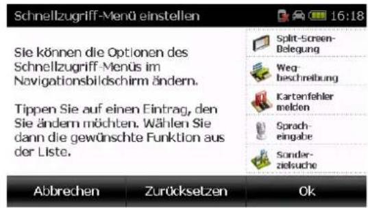 FALK Neo Navigator FN13 - Schnellzugriff-Menü festlegen - 1