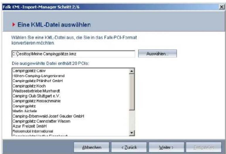 FALK Neo Navigator FN13 - KML-/KMZ-Import im Falk Navi-Manager - 1