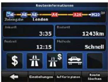 Routeninformationen Zieleingabe A8 A8 A4 A26 M20 London Ankurft 3:35 Restenfall 1243km Restreit 12:15 Methode Schnell $ Gnotellungen Auf Karte planen Route löchens